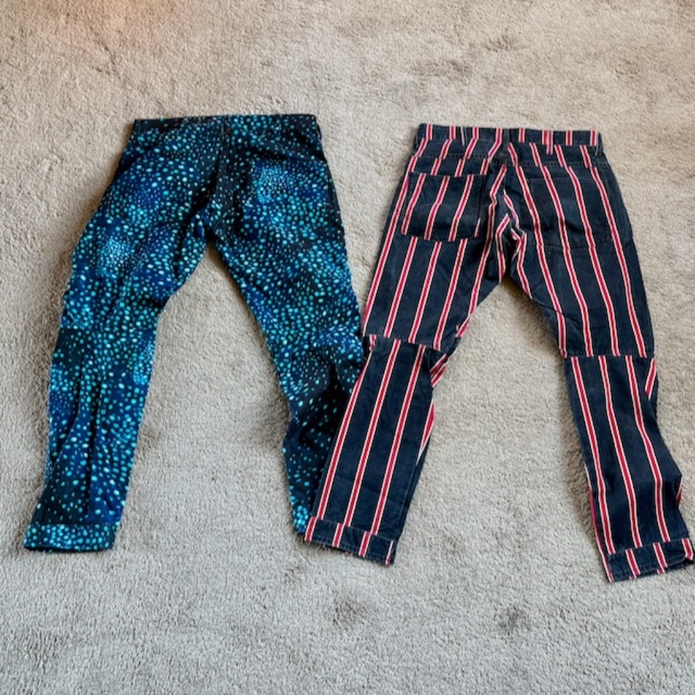 2 Pairs G-Star Pharell Pants 5622 3D Tapered Mid Boyfrend Striped & Galaxy 32-33